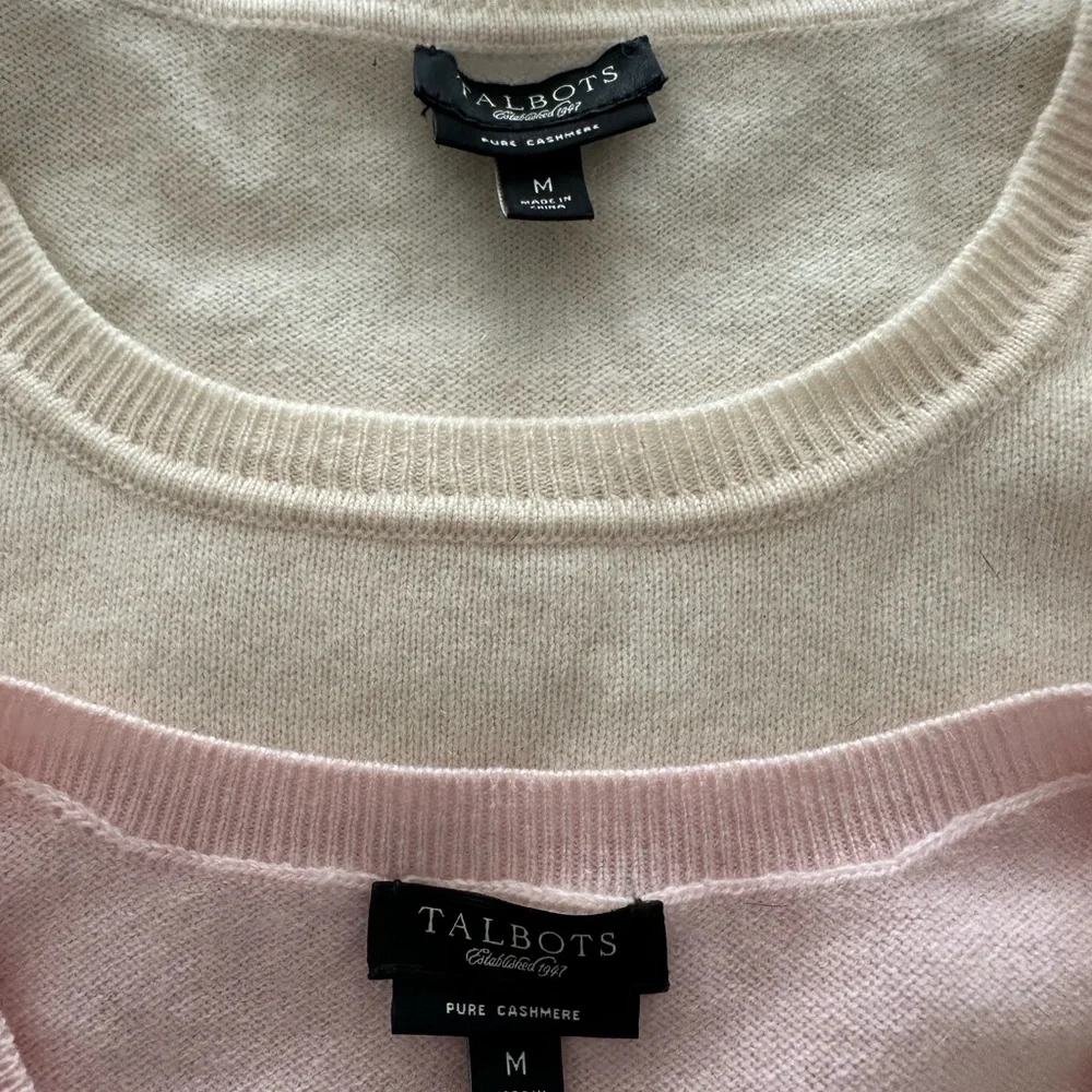 Talbots Pastel Sweater Set. Long sleeve + tank / shell. Pure cashmere. - Picture 3 of 3